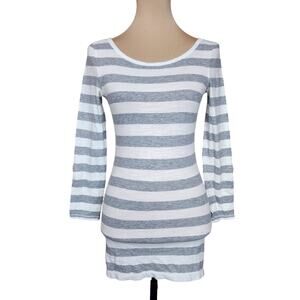 American Eagle Outfitters Grey White Gray Striped Top